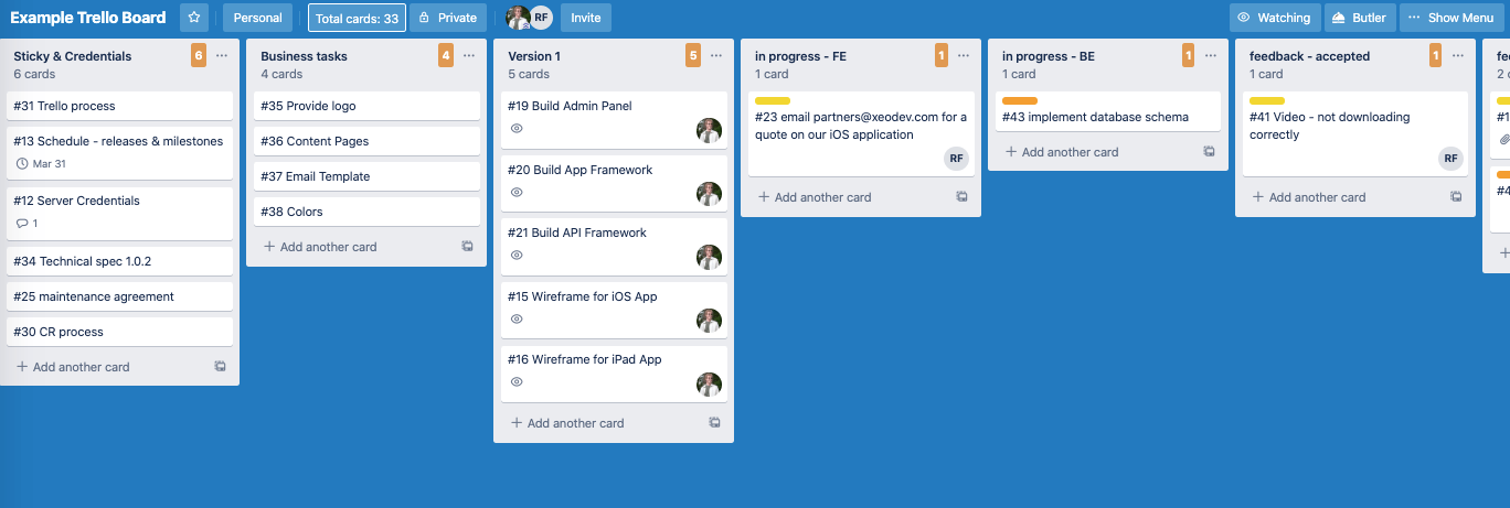 trello project board examples