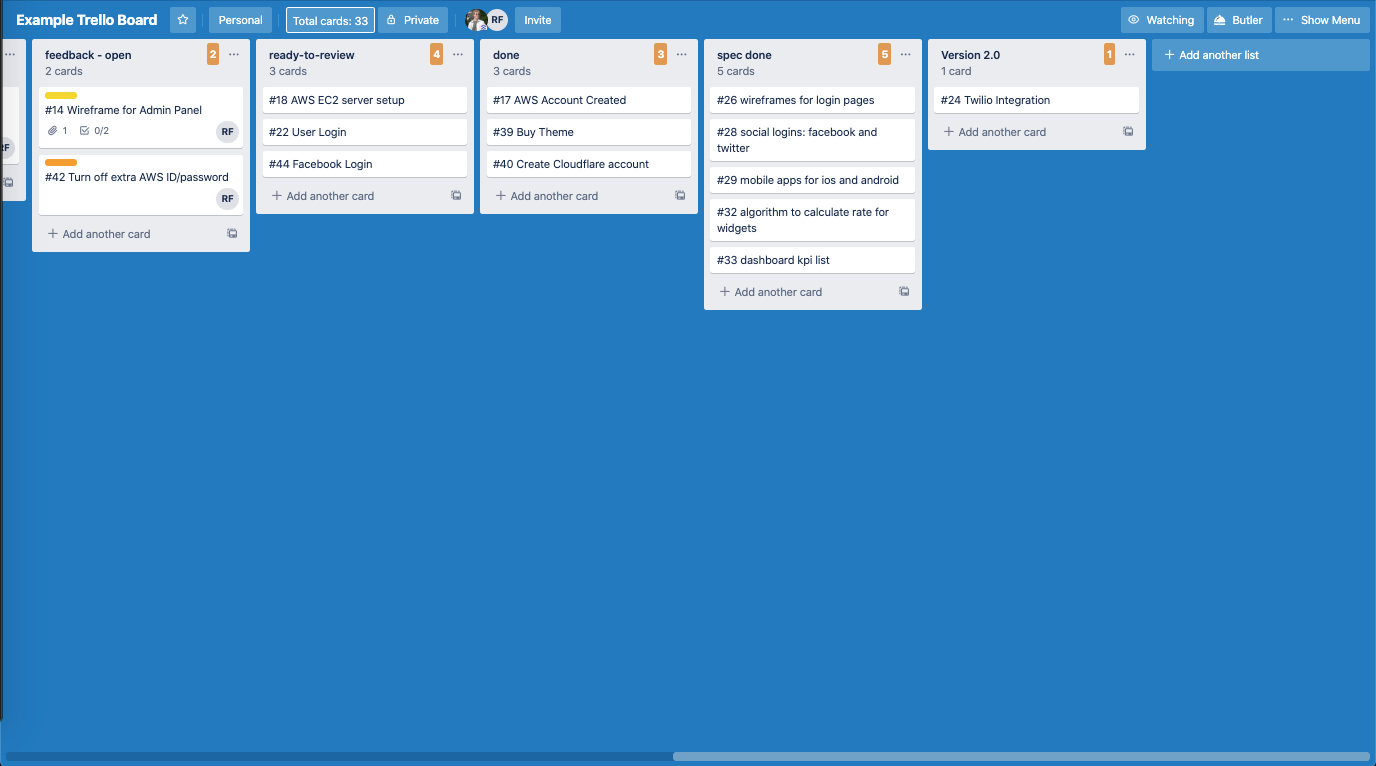 sample trello boards for project management